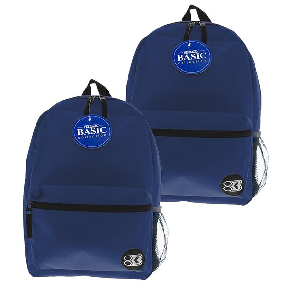 Bazic Products 16in. Basic Backpack, Navy Blue, 2PK 1040